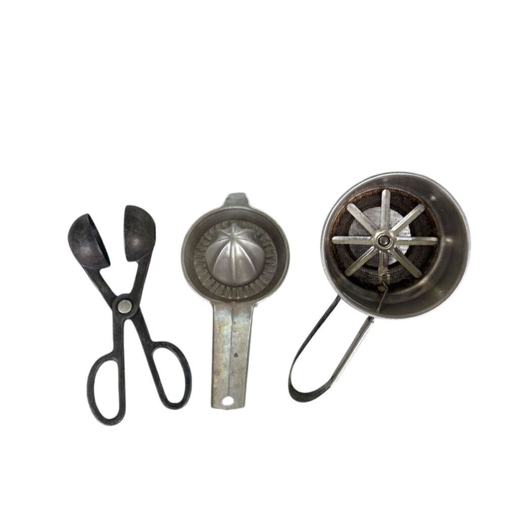 Mid Century Aluminum Kitchen Accessories Set Silver Vintage